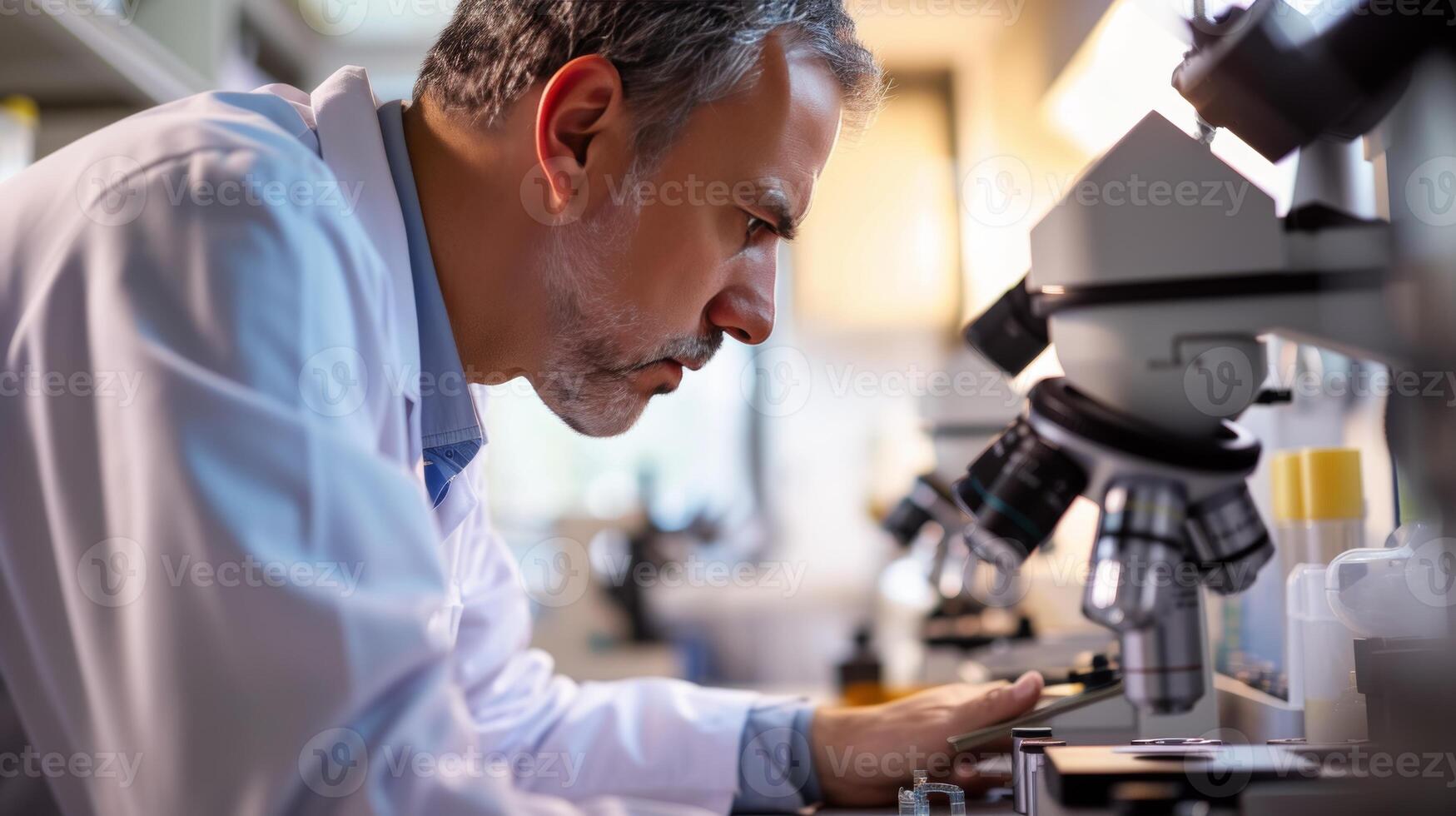 AI generated Industrial Engineer Testing Product Quality with Magnifier Tool photo