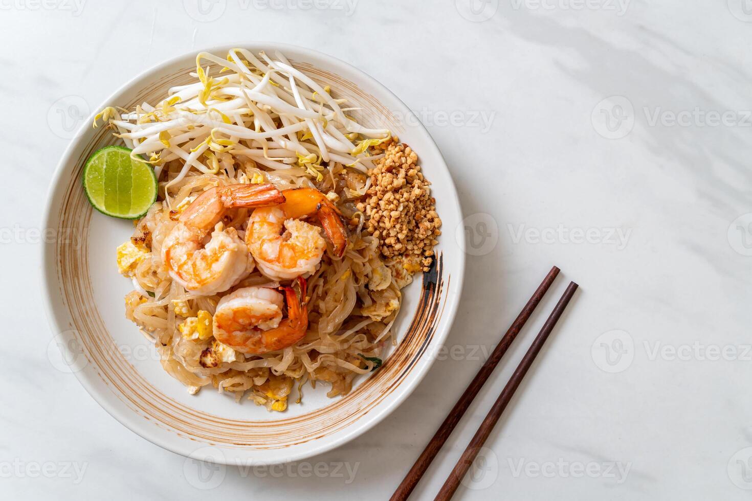 stir-fried noodles with shrimp and sprouts or Pad Thai photo