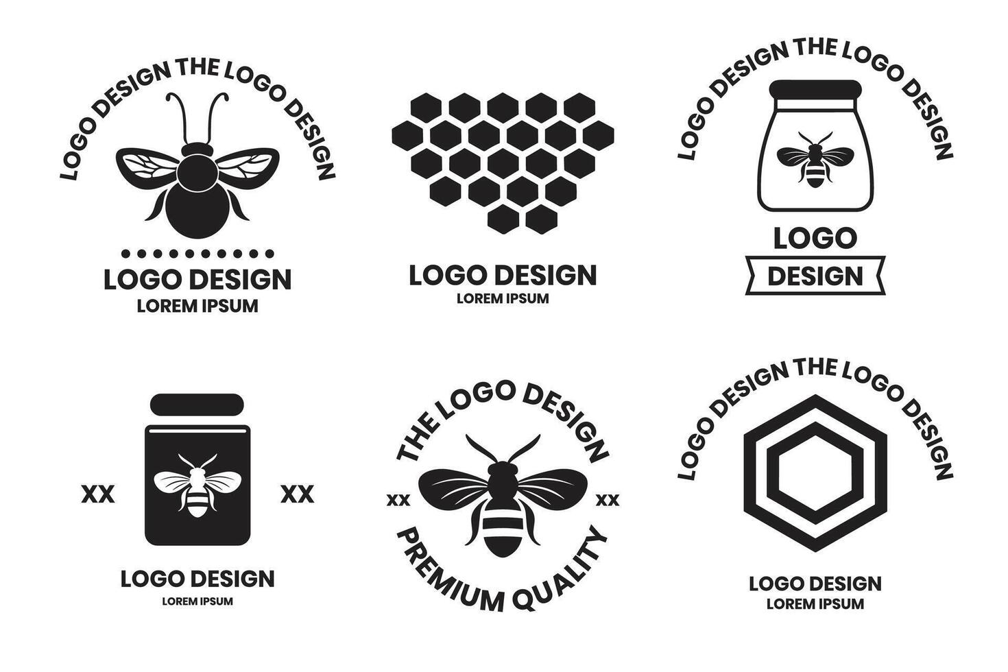 abejas y panales logo o Insignia en Clásico estilo vector