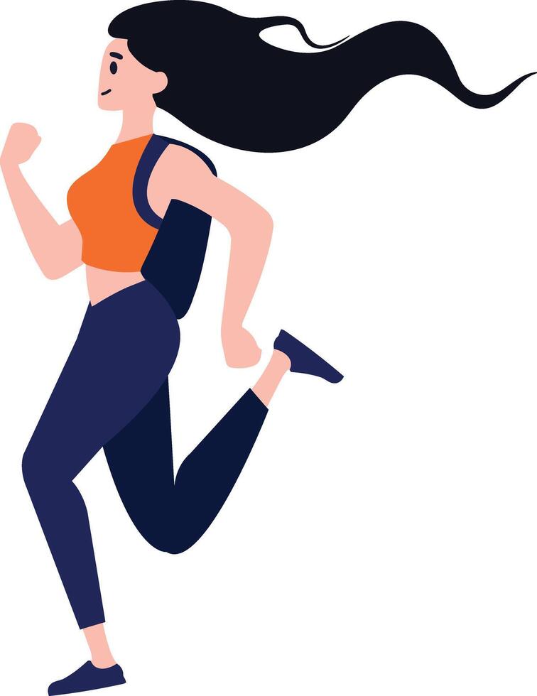 mujer corriendo plano estilo aislar en antecedentes vector