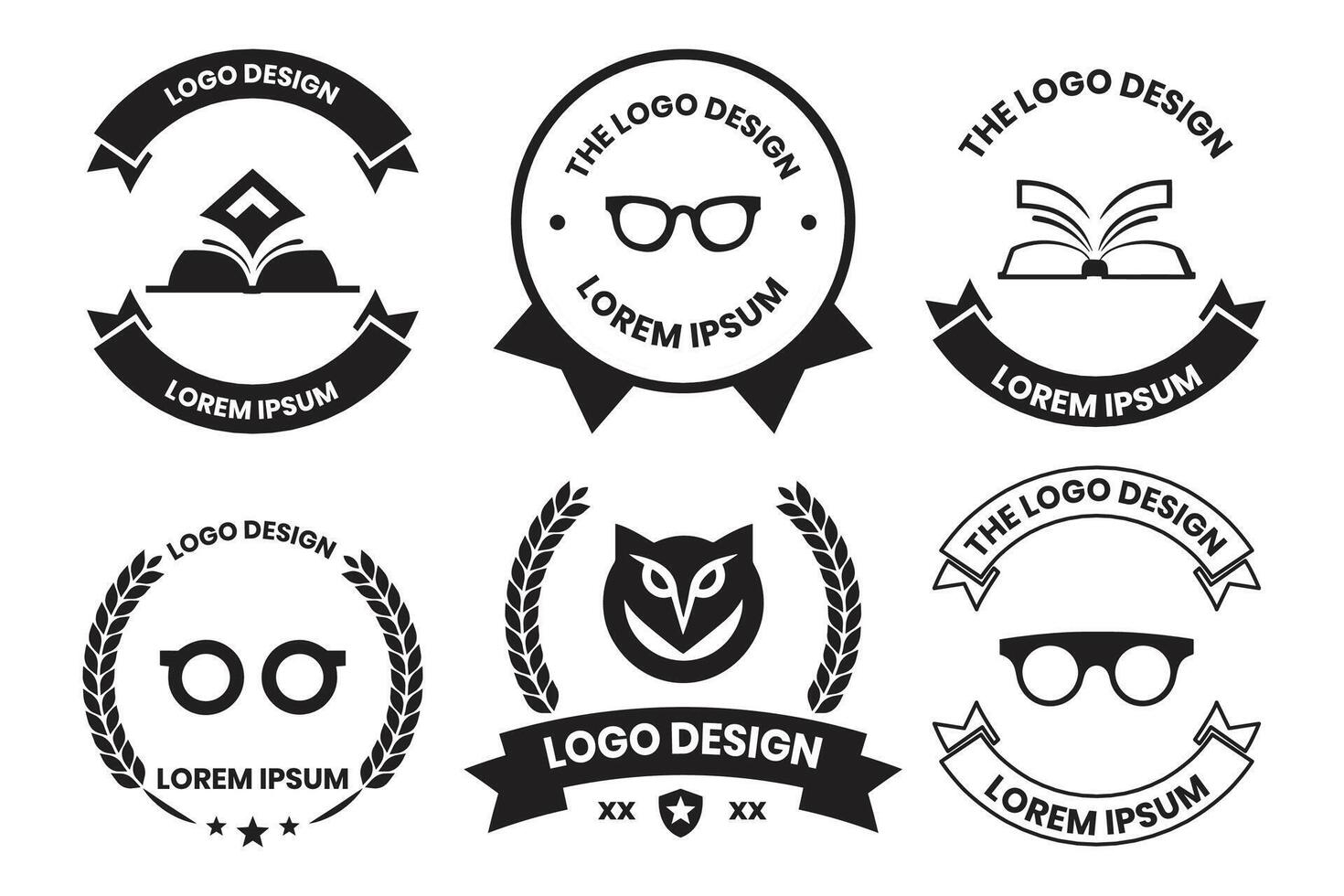 Bookstore or eyeglasses shop logo or badge in bookstore concept in Vintage or retro style vector