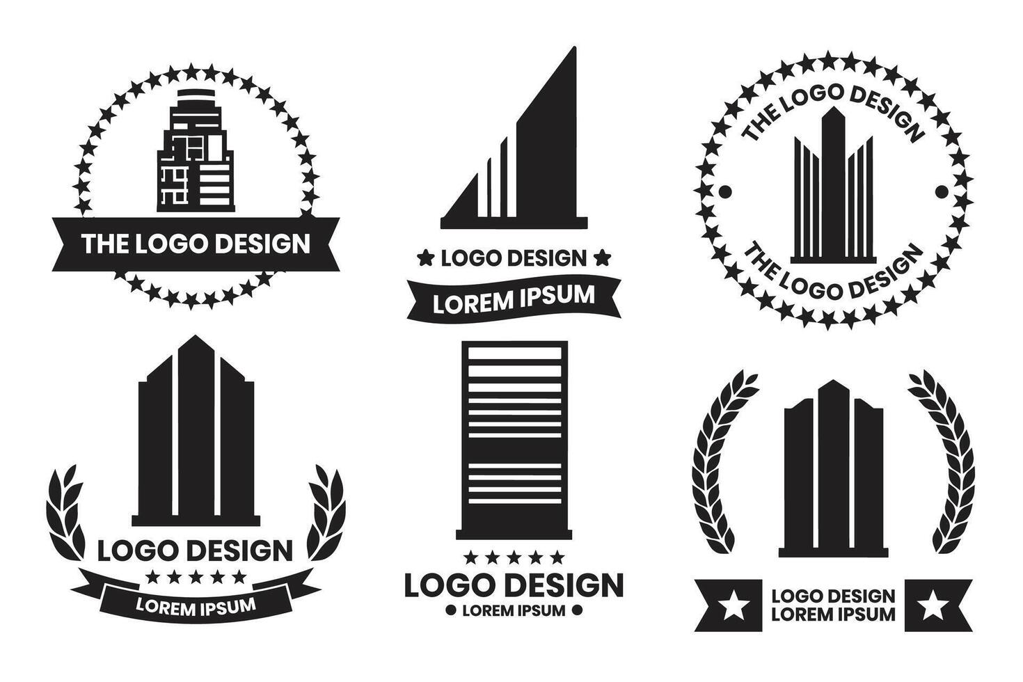 houses and skyscrapers logo or badge in Vintage style vector