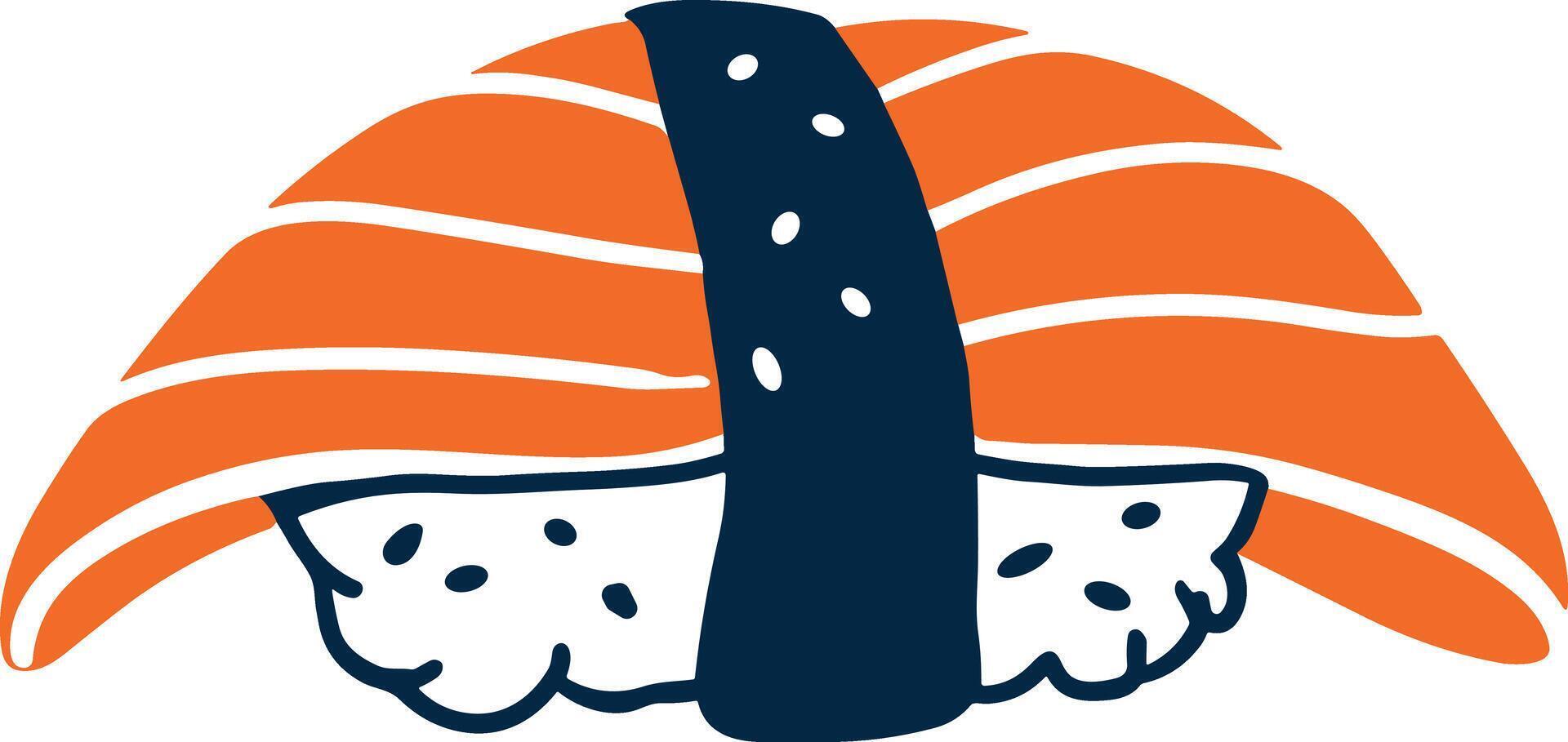 isolate salmon sushi flat style on background vector