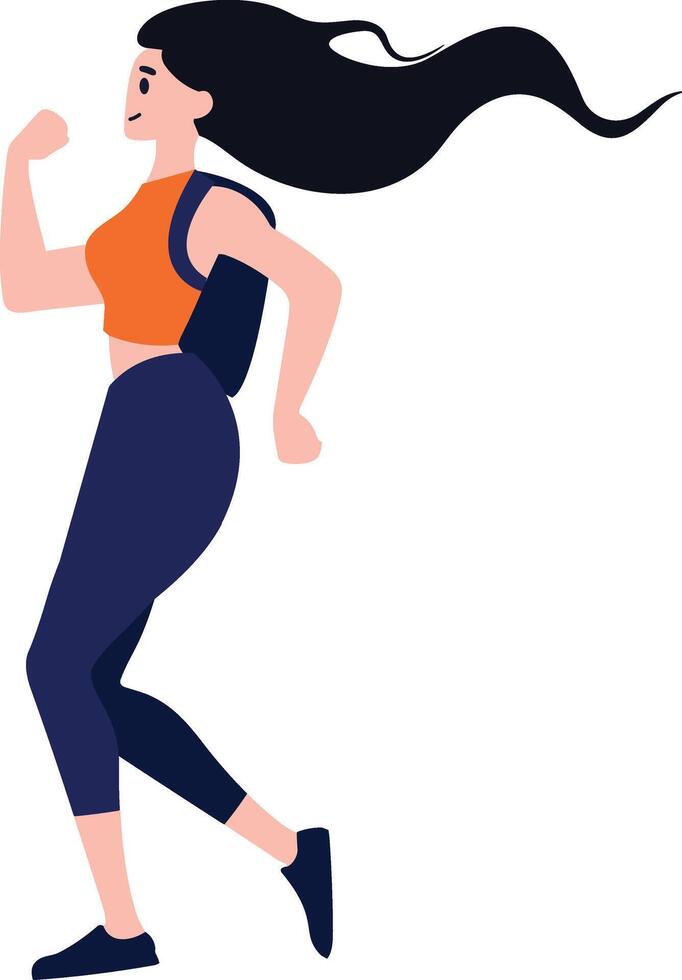 mujer corriendo plano estilo aislar en antecedentes vector