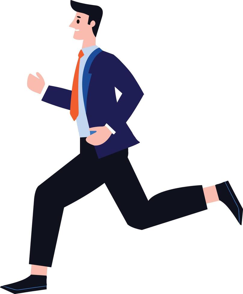 businessman running flat style isolate on background vector