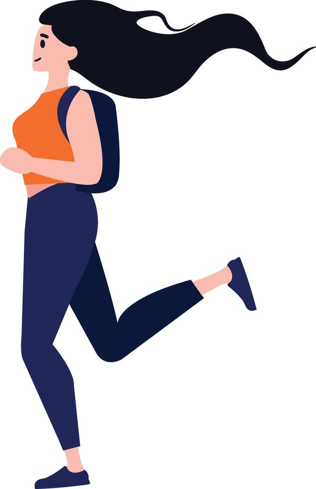 mujer corriendo plano estilo aislar en antecedentes vector