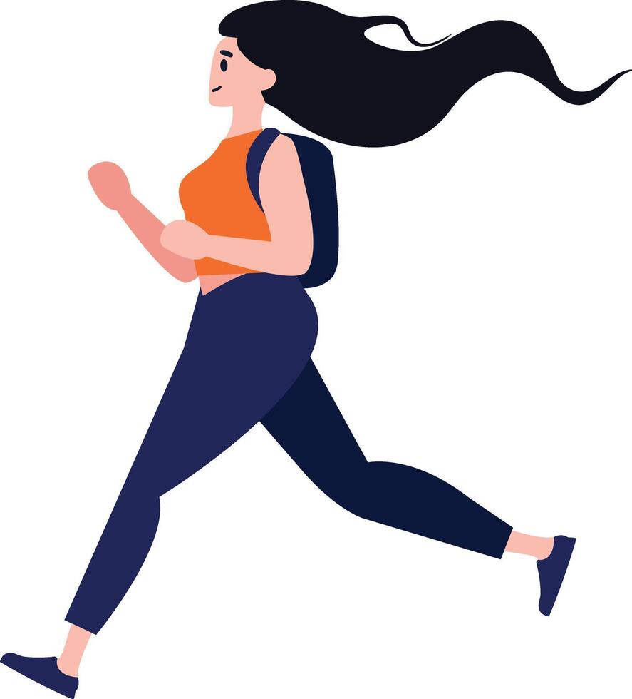 mujer corriendo plano estilo aislar en antecedentes vector