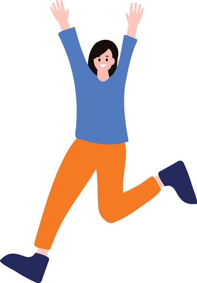 a woman jumping flat style isolated on background vector