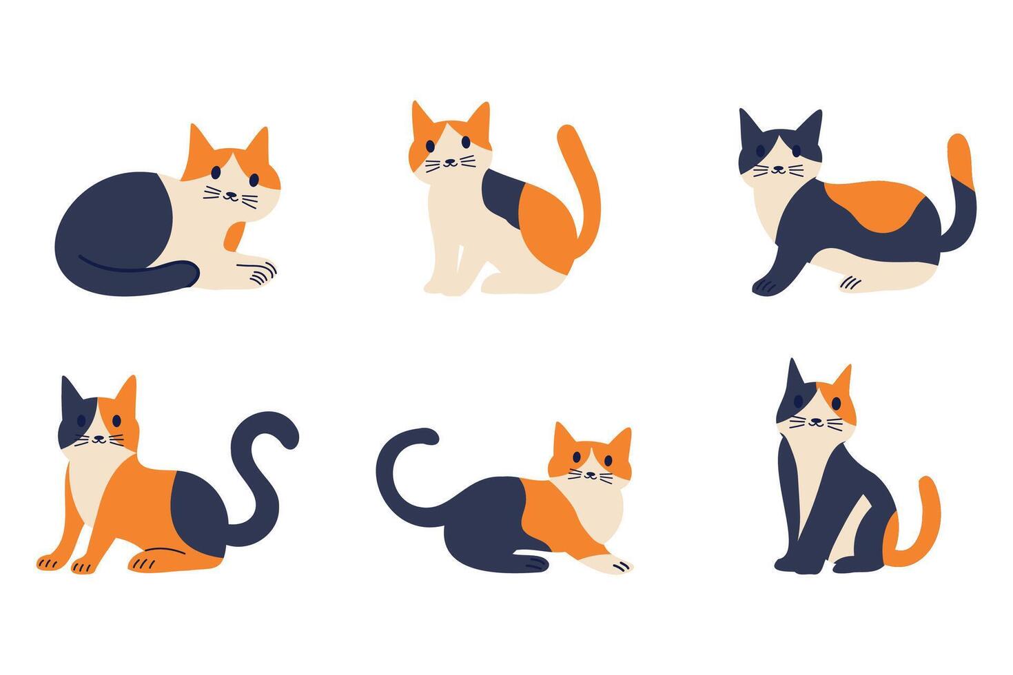 cat collection flat style on background vector