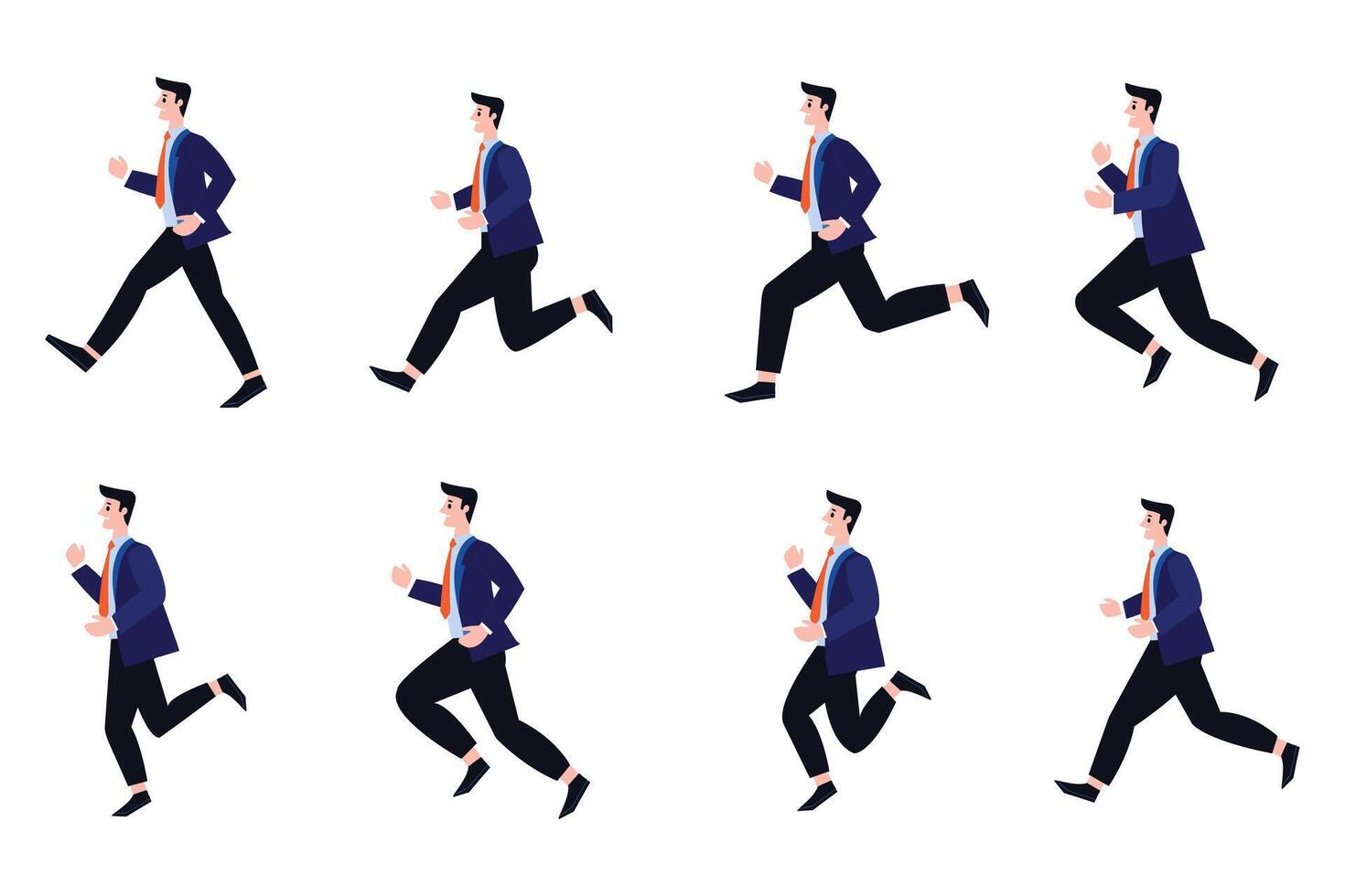 businessman running collection flat style on background vector