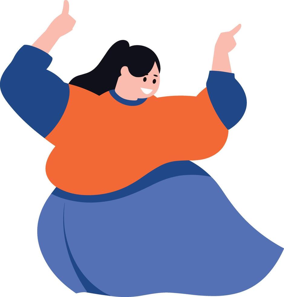 fat woman dancing flat style isolated on background vector