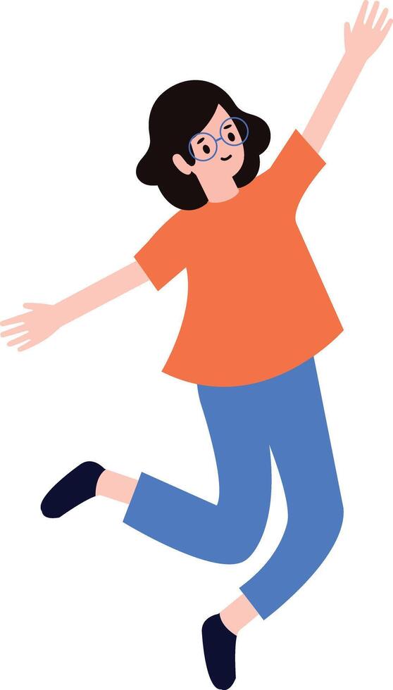 a woman jumping flat style isolated on background vector