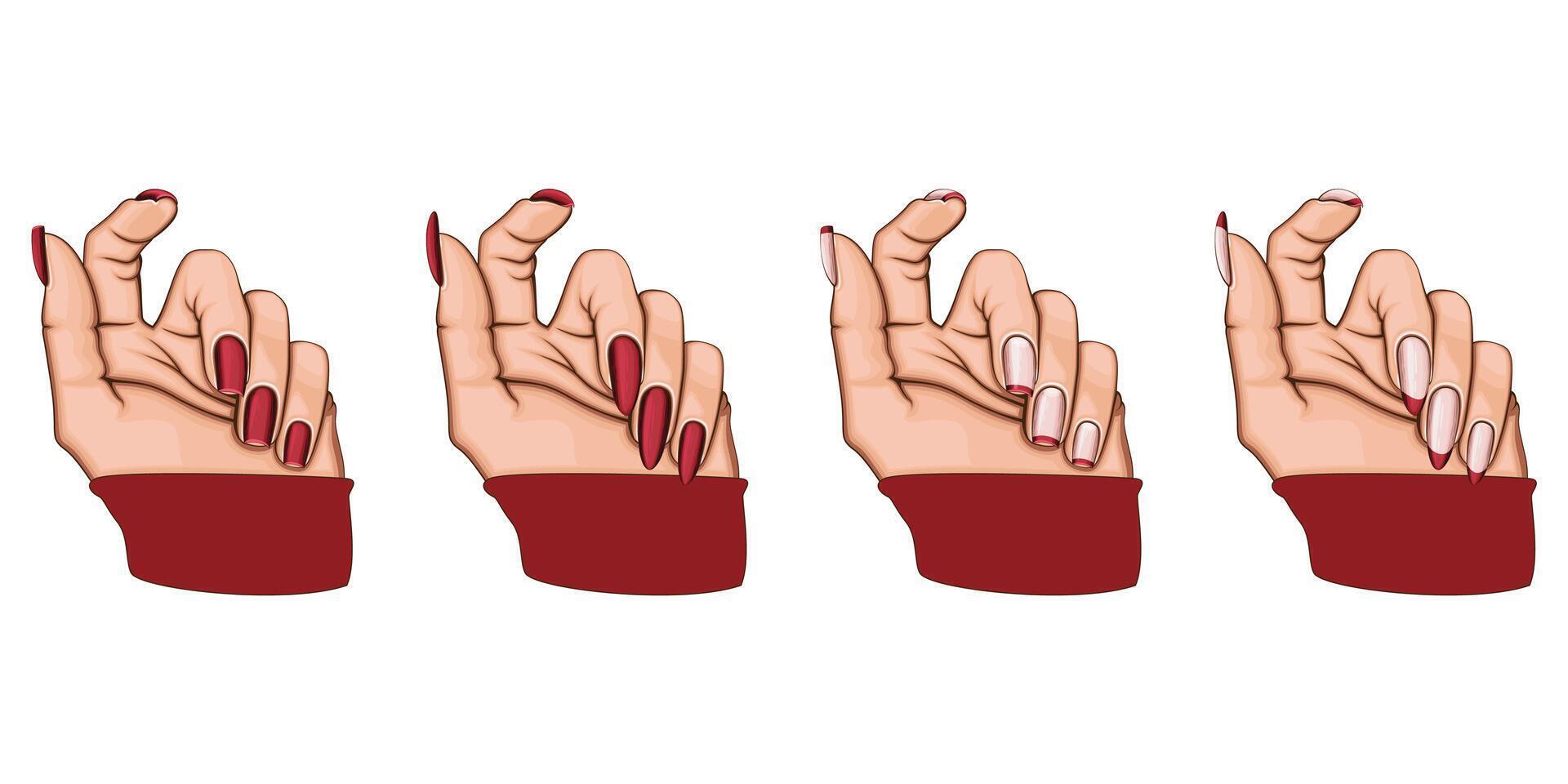 Female Hand with Beautiful Manicure. Manicure collection. Beauty Salon design concept. HAND DRAWN vector art.