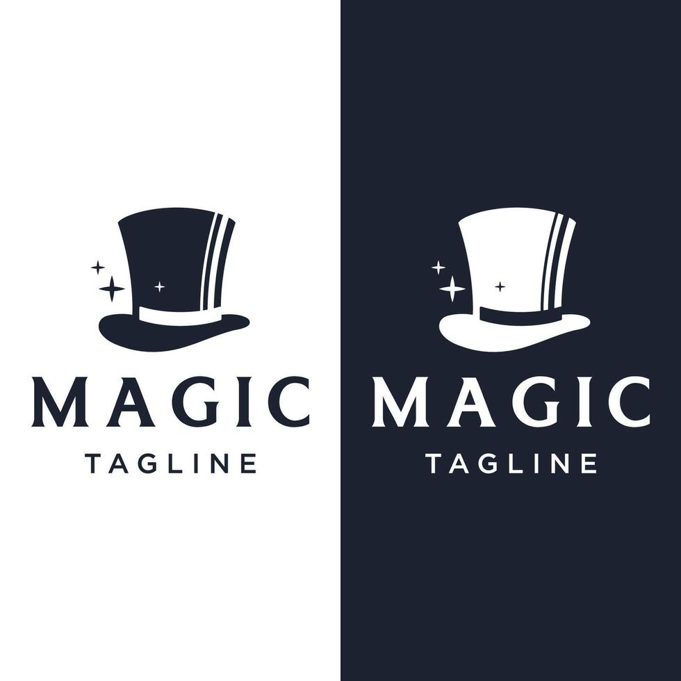 Unique magician hat logo template design with creative idea. vector