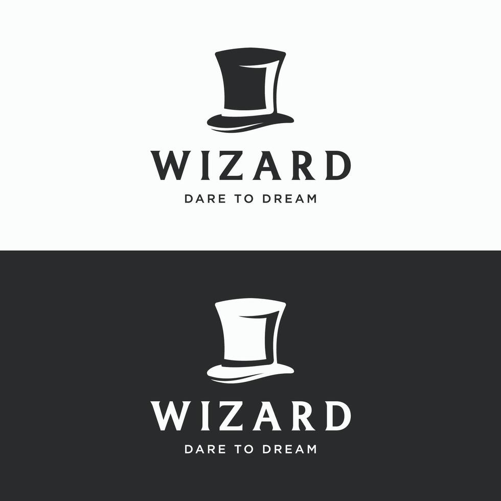 Unique magician hat logo template design with creative idea. vector