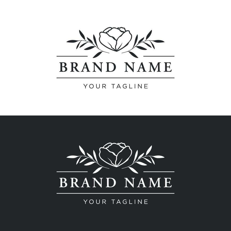 hand drawn floral or botanical logo template design.logo for business, photography, studio, wedding and flower shop. vector