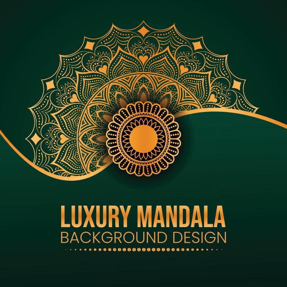 luxury ornamental mandala effect design background with golden color vector