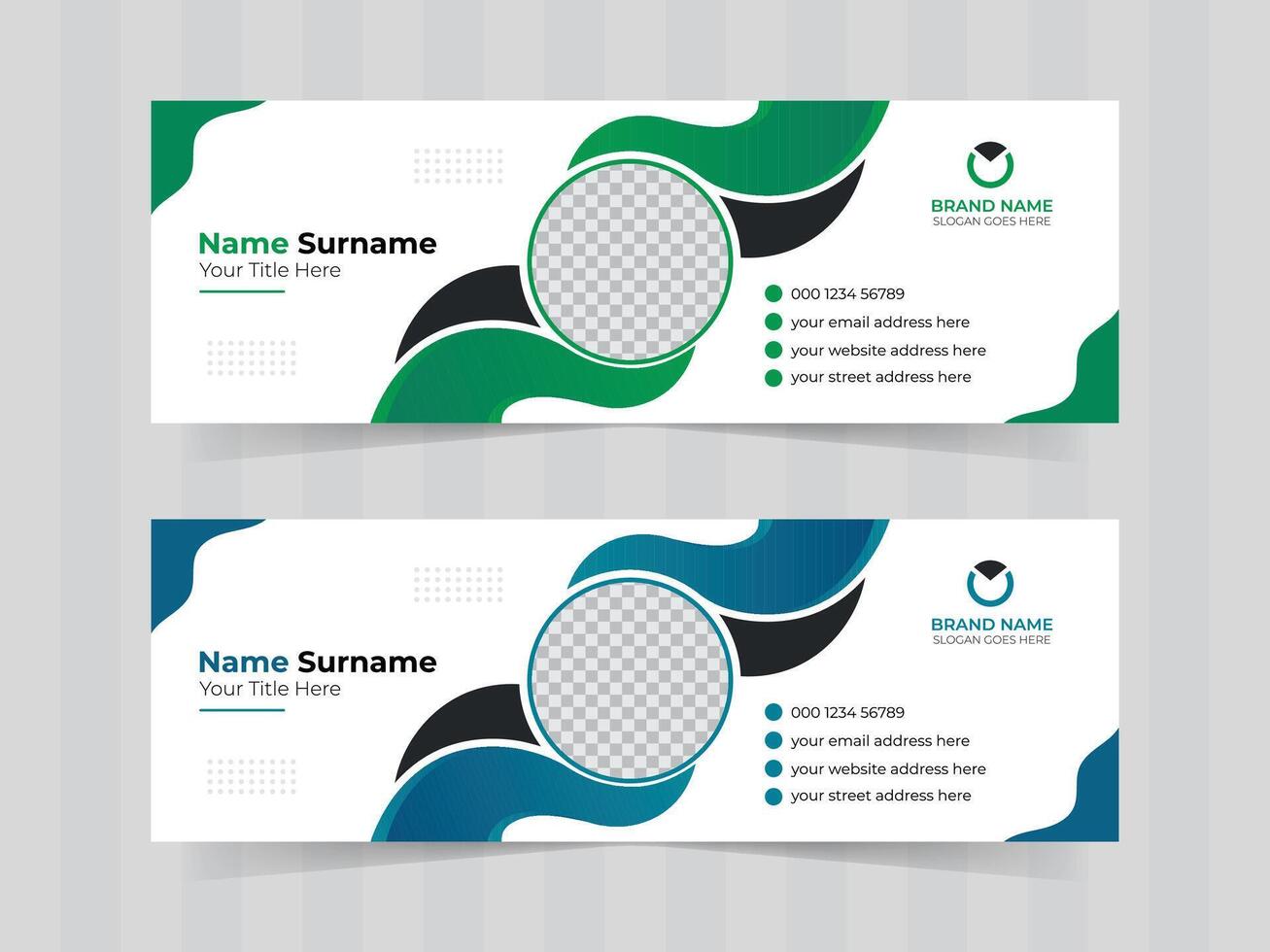 Modern and creative vector email signature design or personal social media cover template
