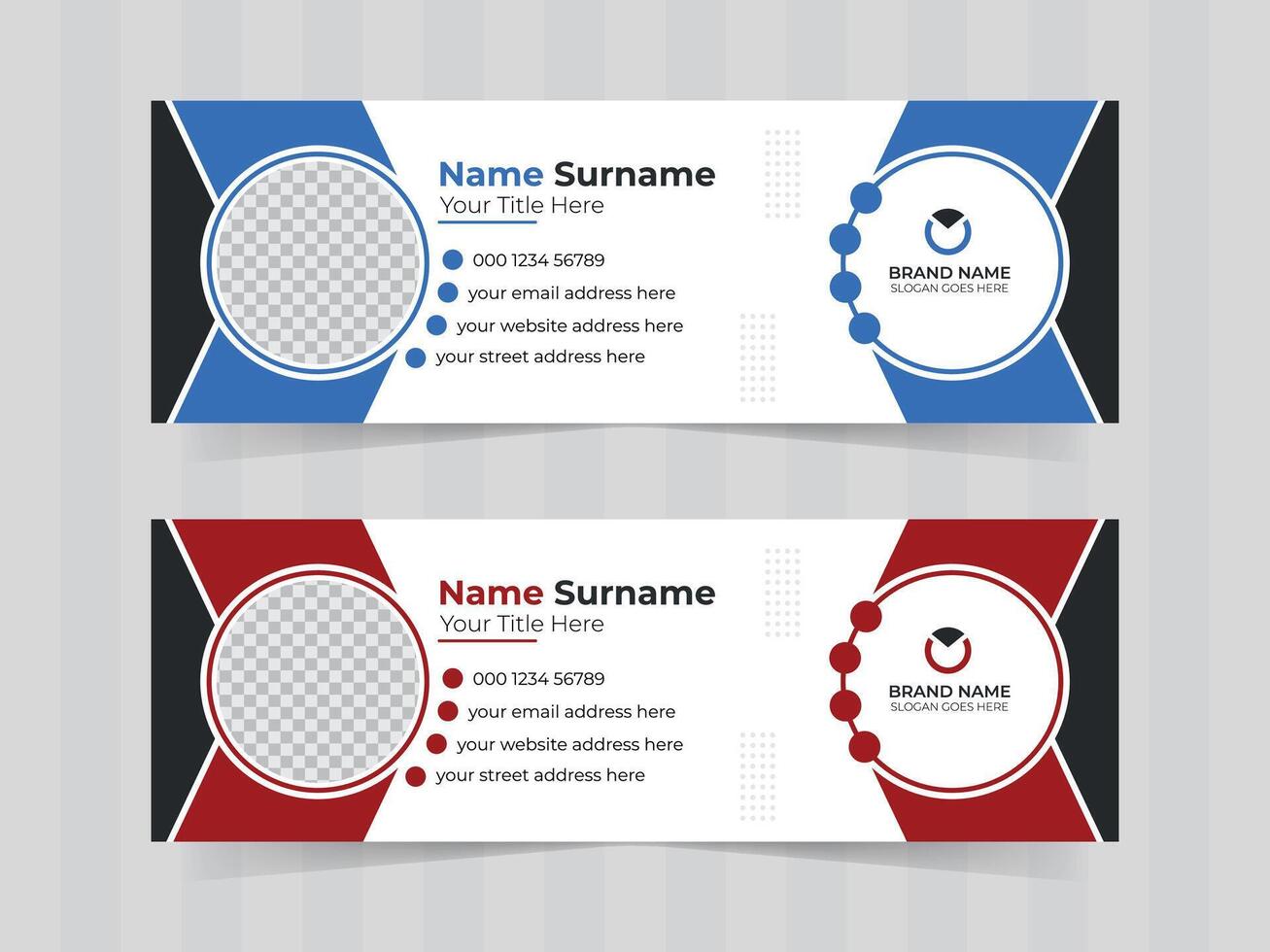 Modern and creative vector email signature design or personal social media cover template