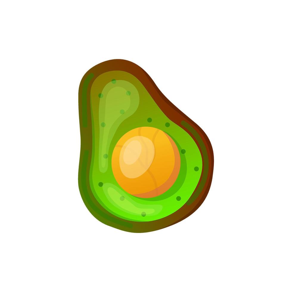 Vector illustration of ripe avocado, a vegetarian fruit. Fresh, green, and organic, it's a healthy addition to diet. Perfect for guacamole or as a tasty snack. Mexican symbol of health and nutrition.
