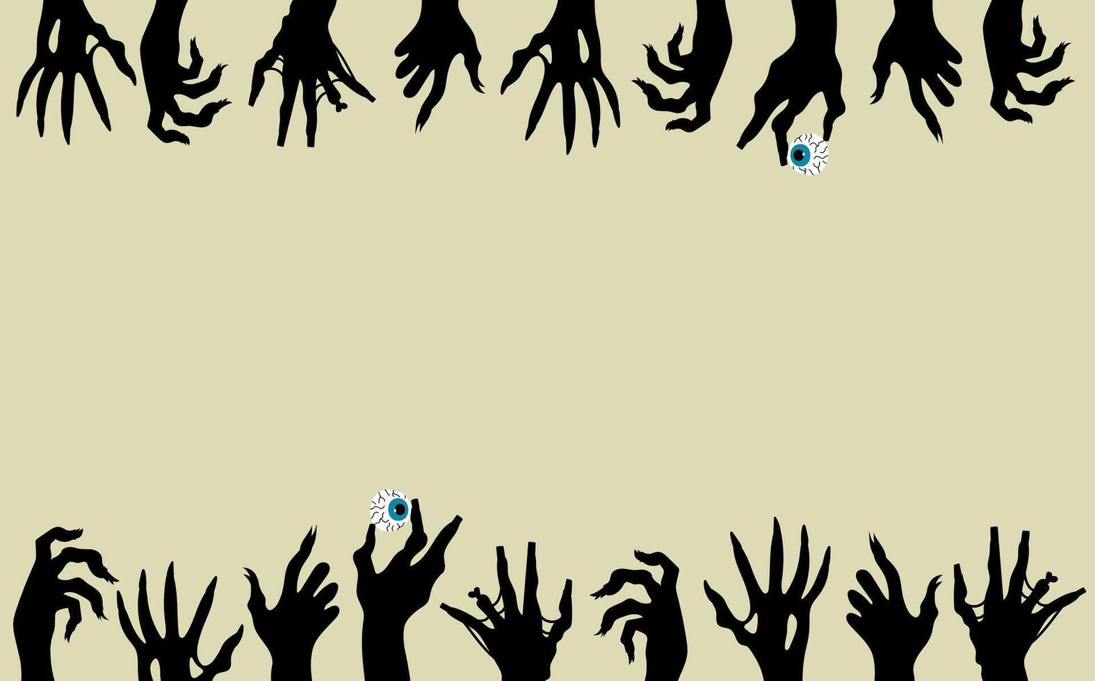 Black silhouettes of monster hands in a frame. Halloween background for your text. Vector. vector