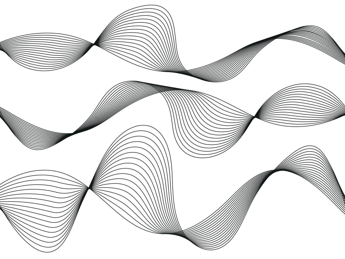 Abstract wavy stripes on a white background isolated. Design elements. A wave of many black lines. Creative line art. Vector illustration.