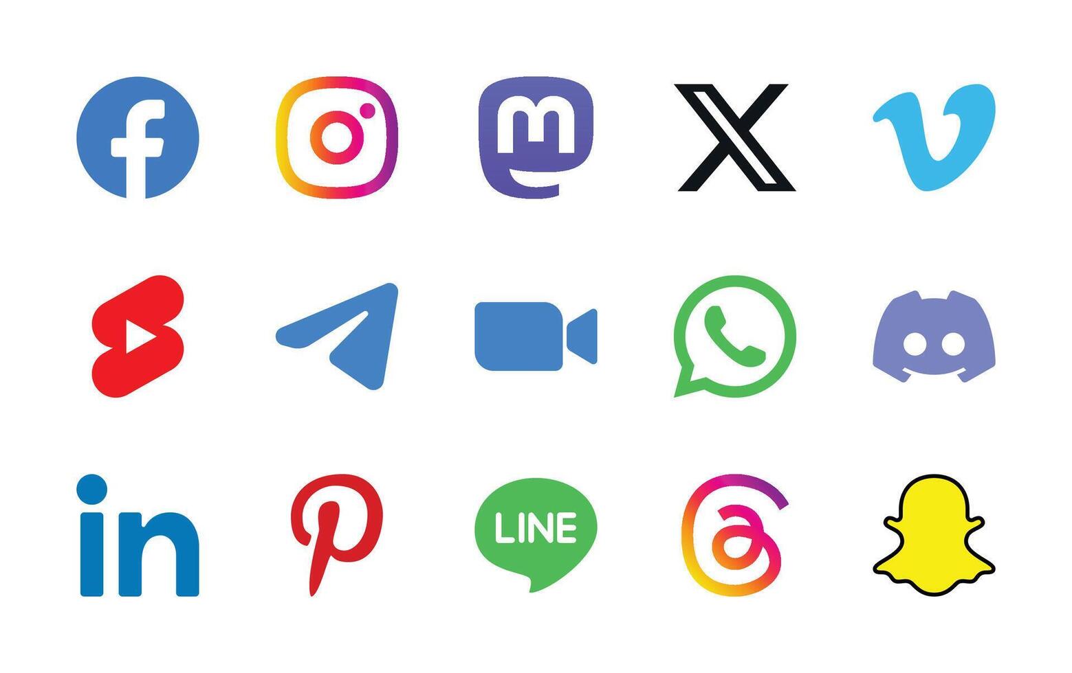 Social Media Logos Icon Set vector