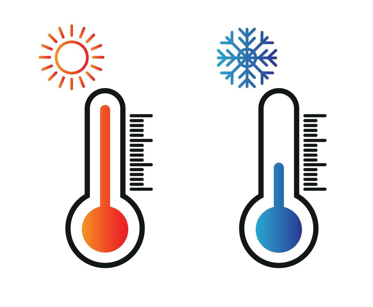 Thermometer icon illustration. Hot and cold temperature for summer and winter design concept.Thermometer vector icons. Can use for web and mobile app. Vector illustration.