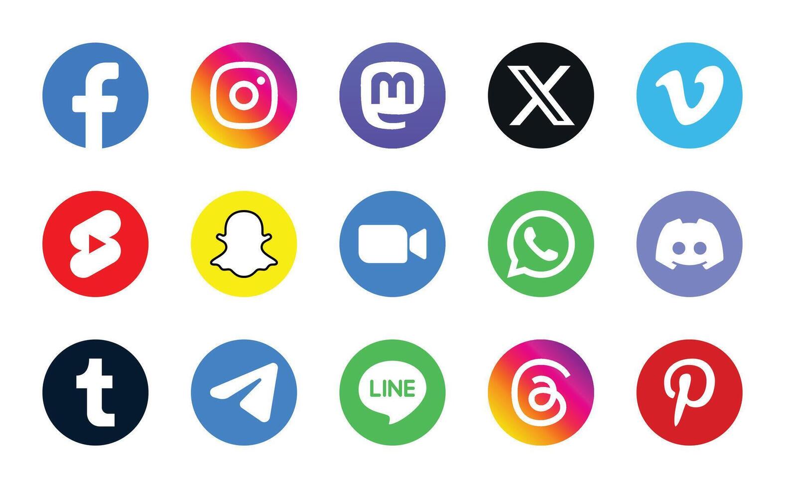 Social Media Logos Icon Set vector