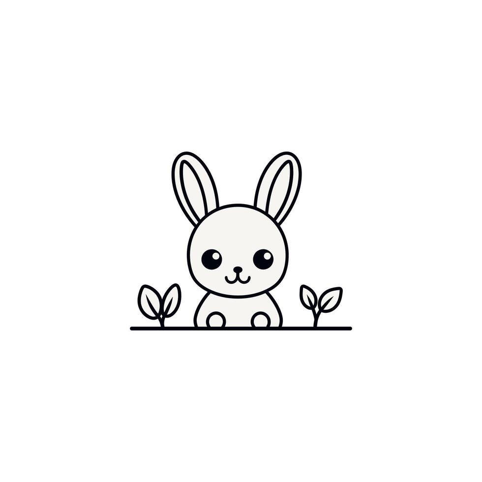 Outline illustration of a rabbit on a white background, rabbit drawing. Easter bunny. vector