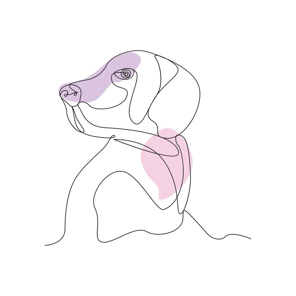 continuo uno línea dibujo estilo de perro cabeza fuera línea vector