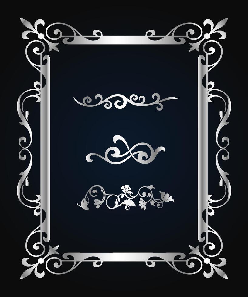 Luxury frame design card design antique luxury vintage. Fashionable frame. Design template. Set of Silver vector