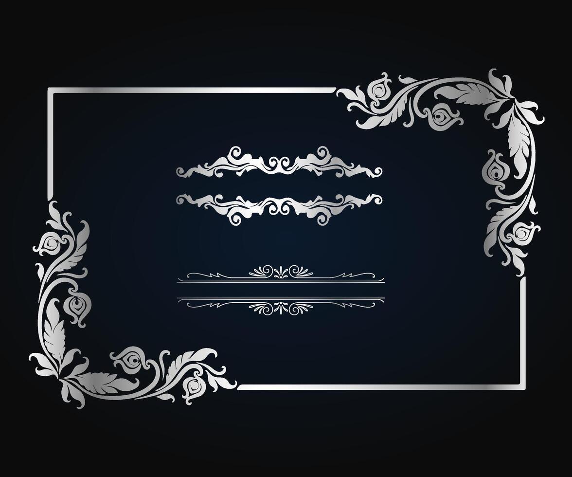 Luxury frame design card design antique luxury vintage. Fashionable frame. Design template silver colour. Set of gorgeous foreheads. vector