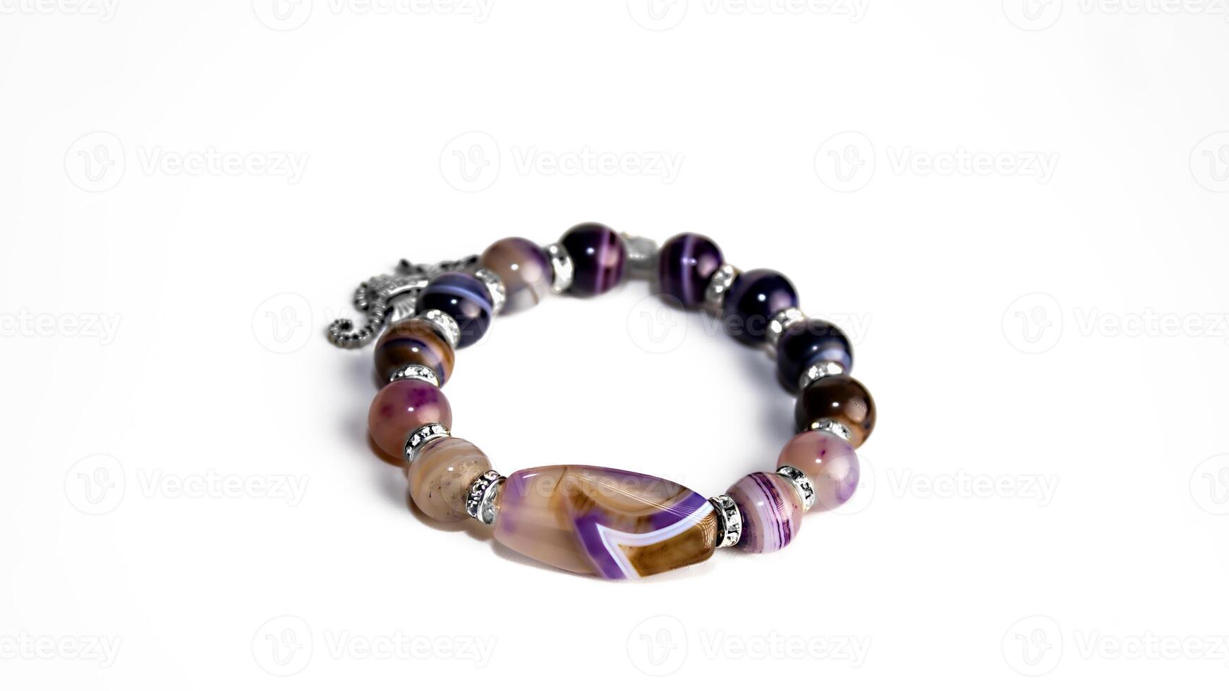 hermosa pulsera con amatista y aguamarina piedras infinidad, hecho a mano joyas, rosario pulsera. alto calidad foto