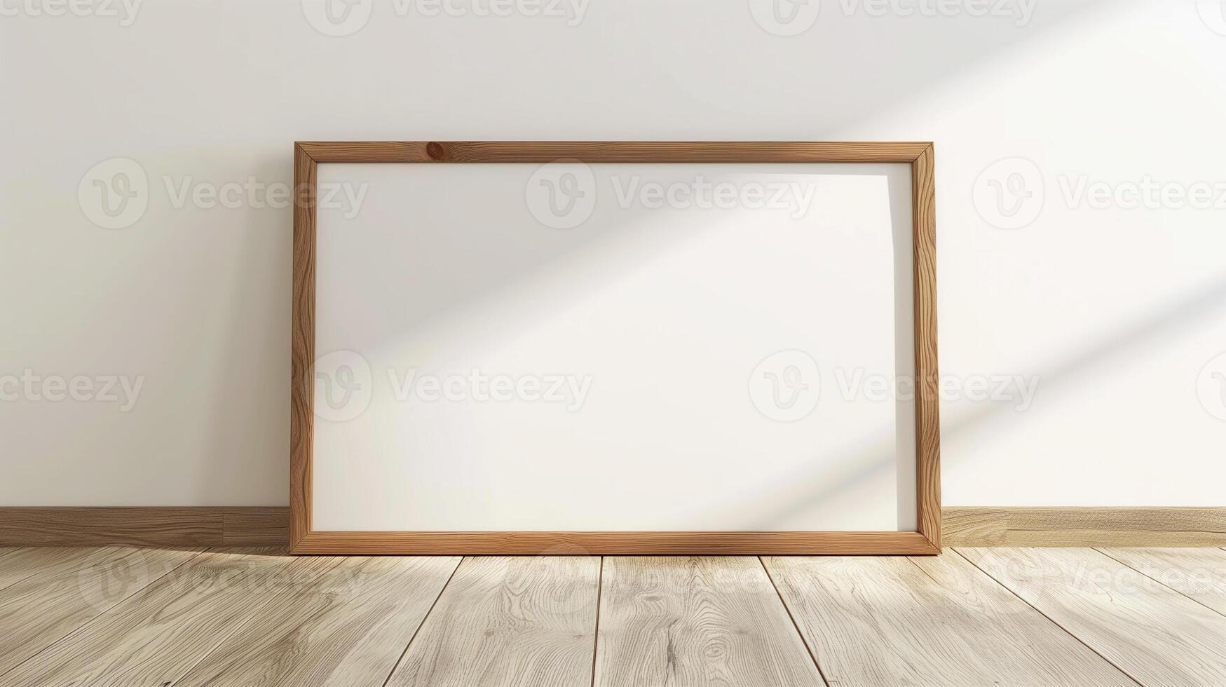 Horizontall wood frame mock up. Wooden frame poster photo