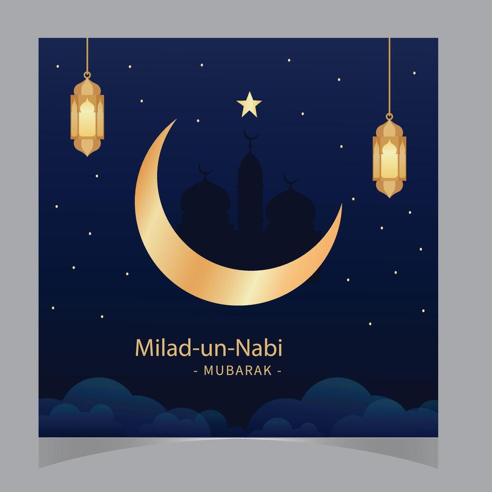 elegant ramadan social media post design with frames and lanterns vector