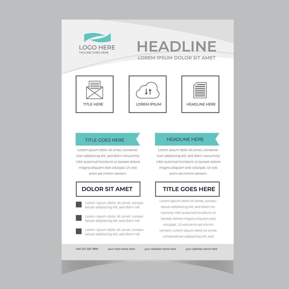 Corporate business cover and back page a4 flyer design template for print vector