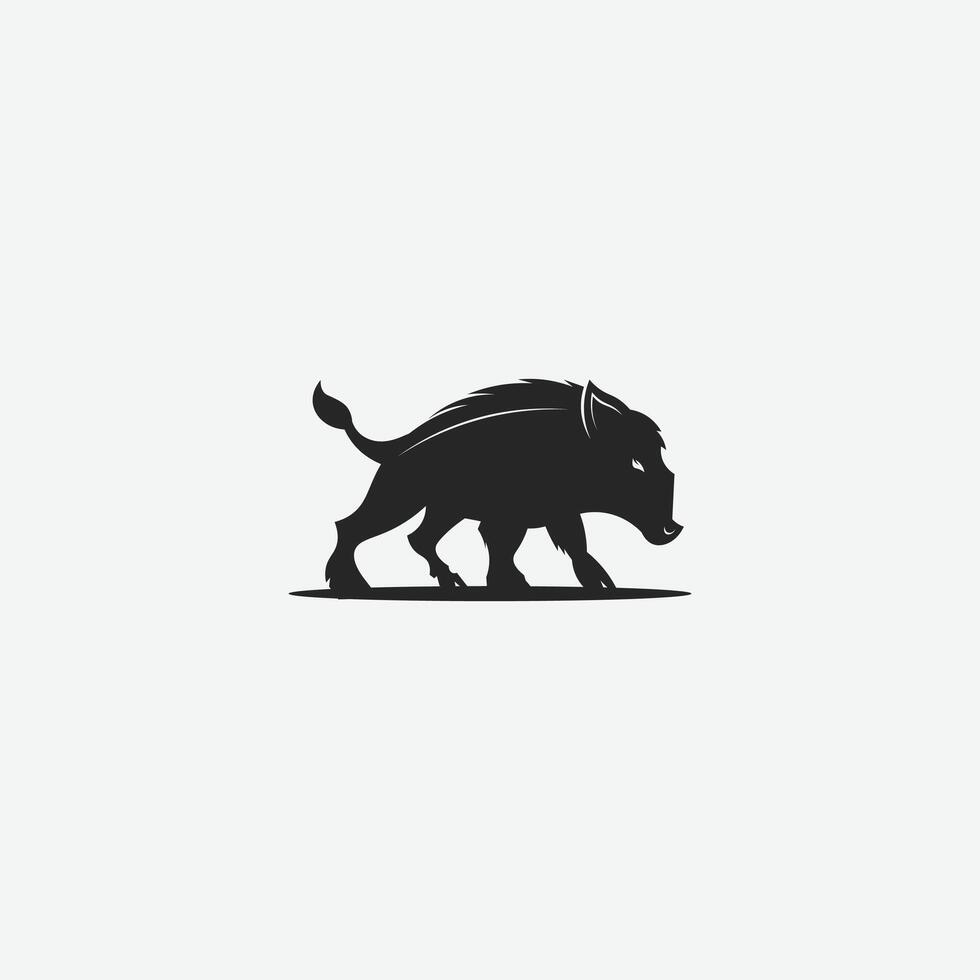 Black Boar Silhouette Vector Art