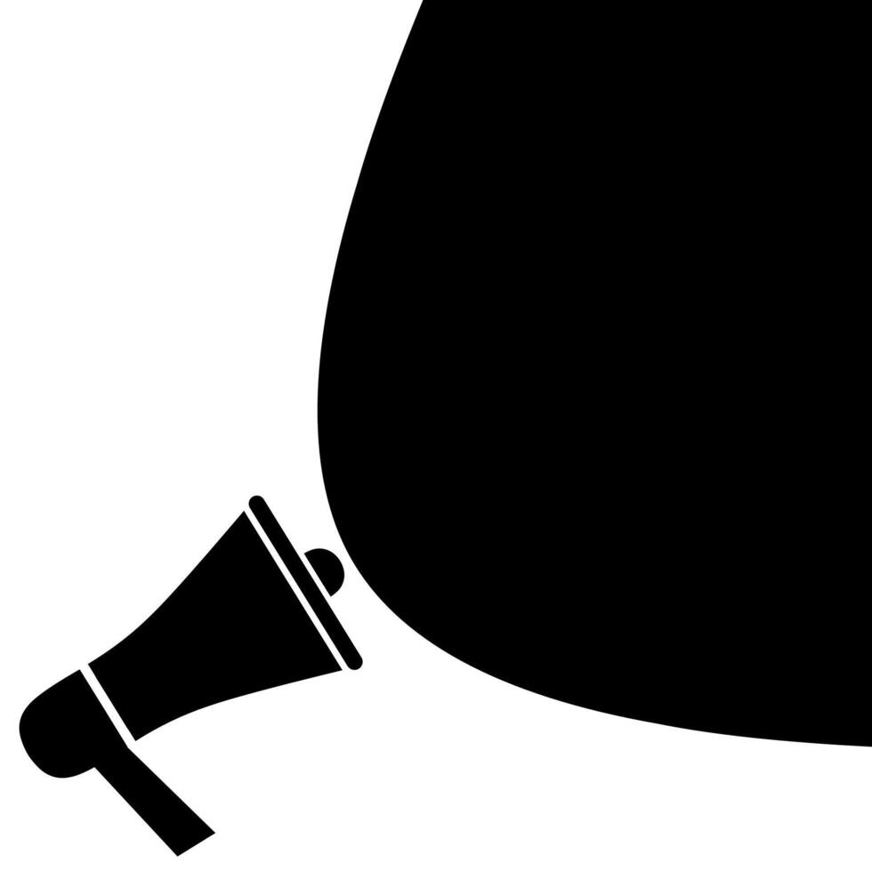 Vector silhouette of megaphone or loudspeaker on black banner background. Suitable for conveying important things such as advertising, promotions, announcements and sales.