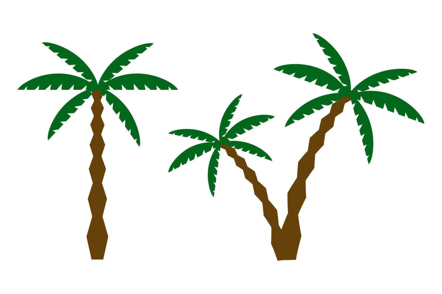 Palm trees in graphic style. Set of tropical trees for design or computer game vector