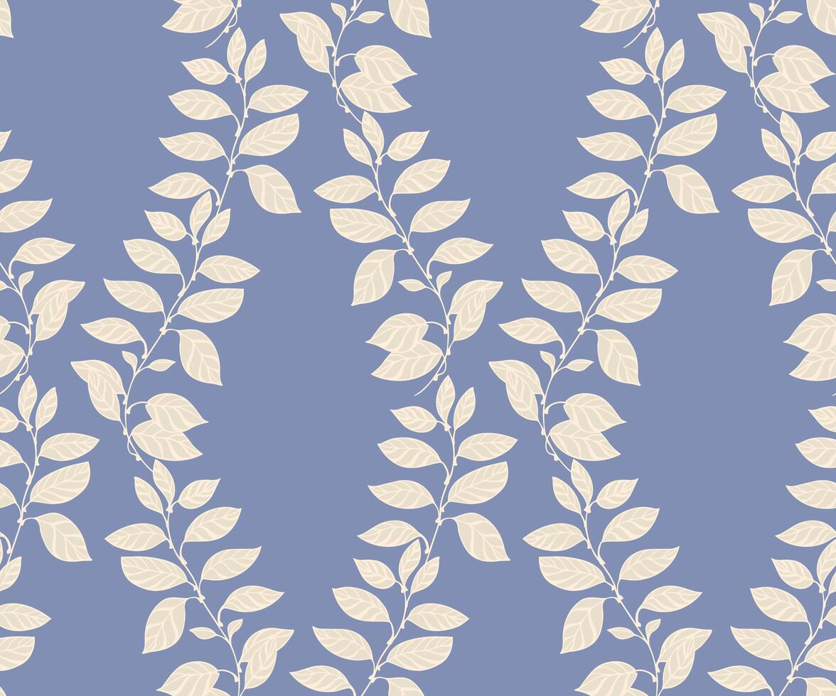 pastel azul sin costura modelo con sencillo creativo hojas sucursales. estilizado elegante antecedentes con floral hoja tapiz. vector mano dibujado. diseño para impresión, textil, moda, tela