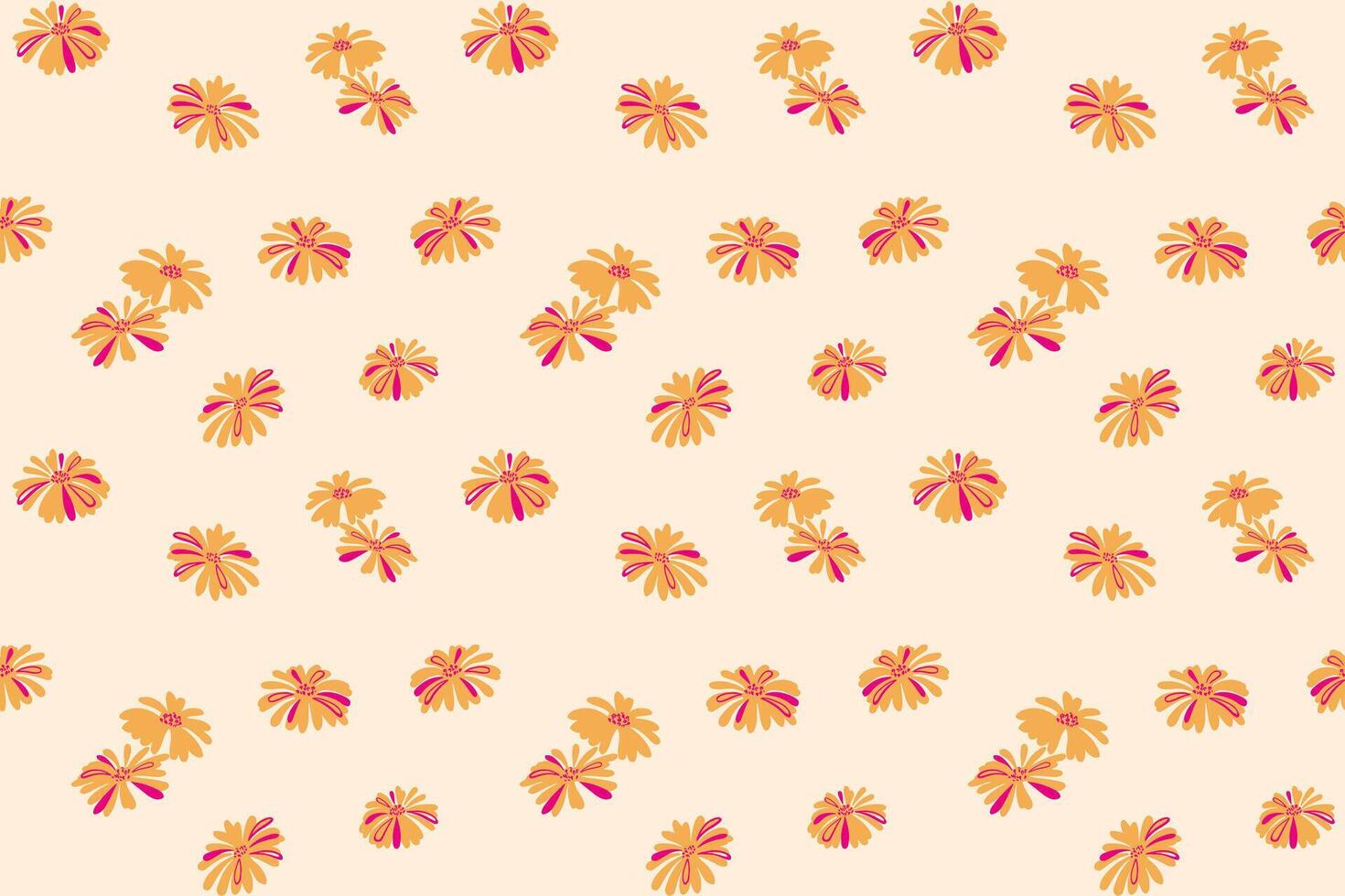 Simple yellow seamless pattern with abstract shapes flowers. Vector hand drawn sketch. Minimalist cute background with creative ditsy floral printing. Template for design, collage, fabric, textiles
