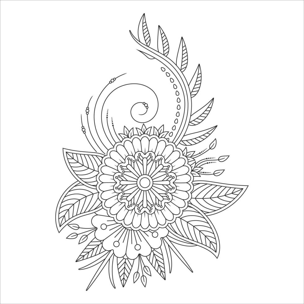 Mehndi flower pattern for henna drawing and tattoo decoration vector