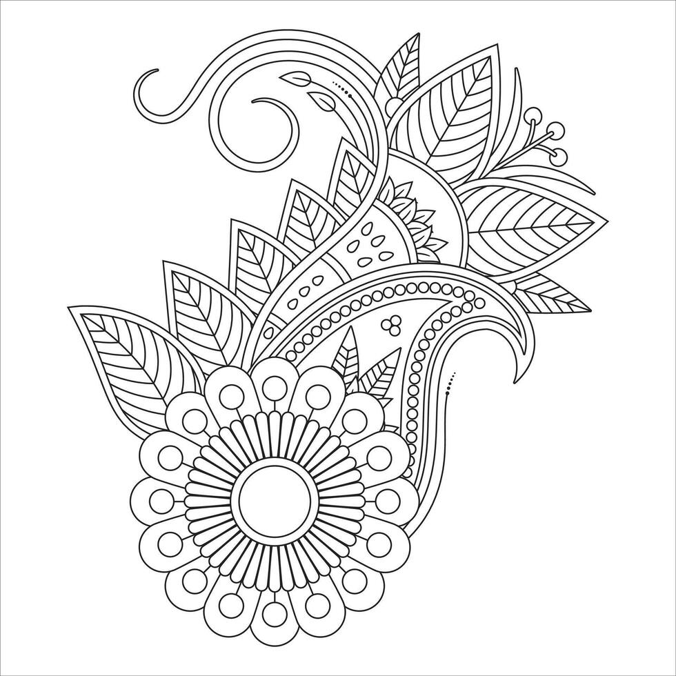 Mehndi flower pattern for henna drawing and tattoo decoration vector