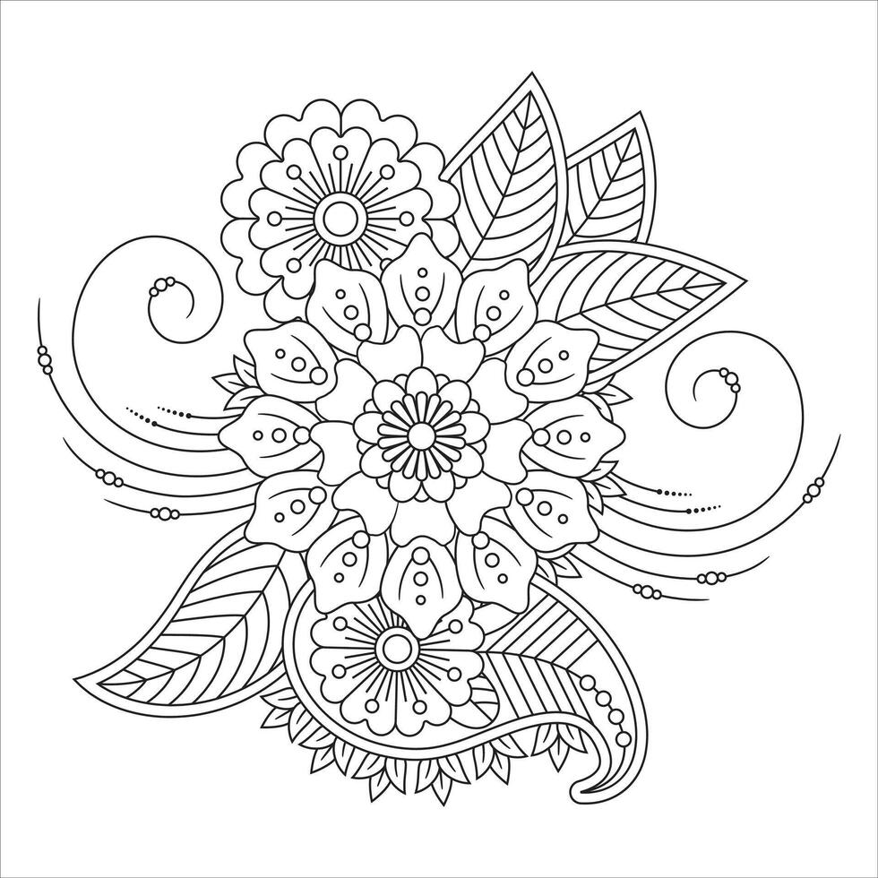 mehndi flor modelo para alheña dibujo y tatuaje decoración vector