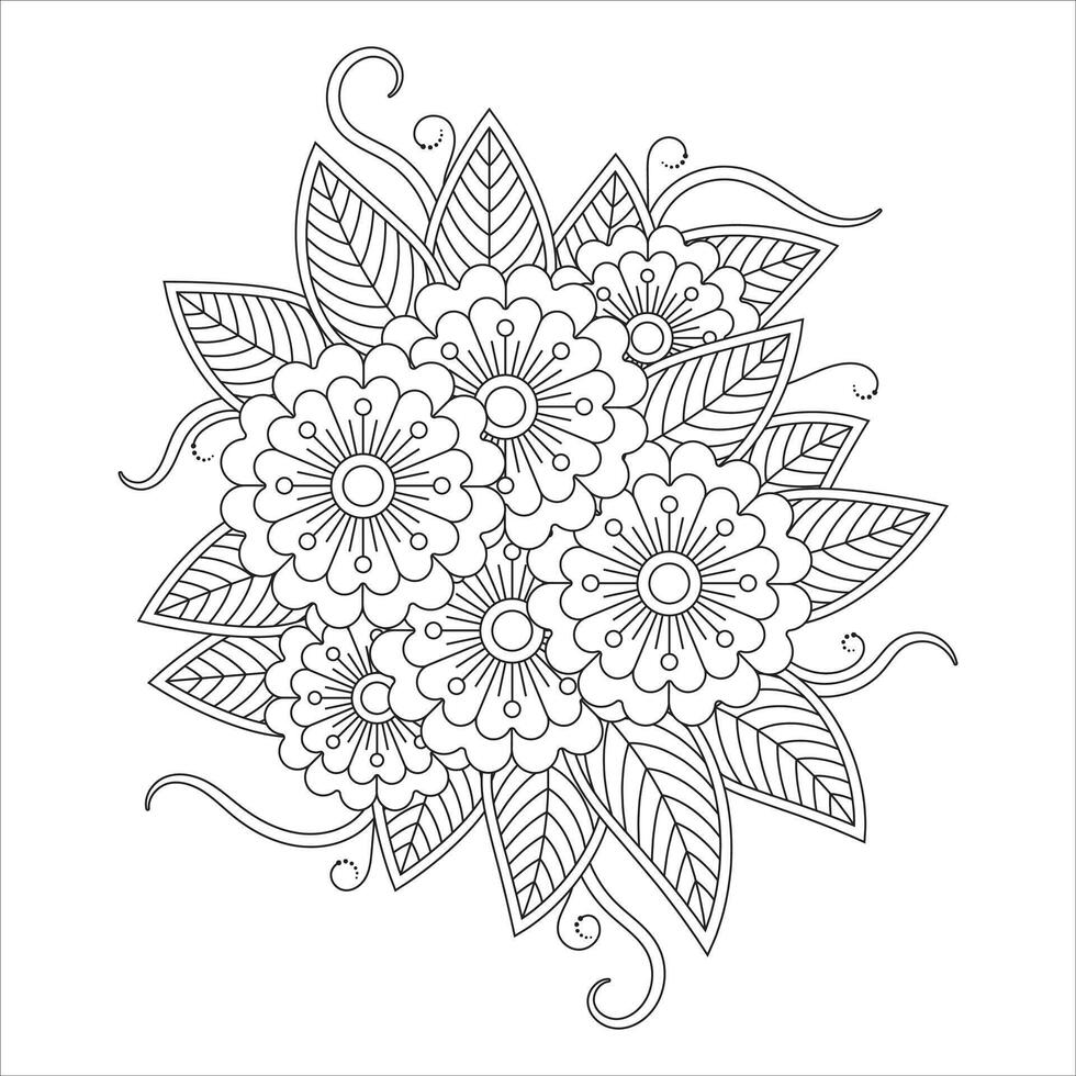 Mehndi flower pattern for henna drawing and tattoo decoration vector