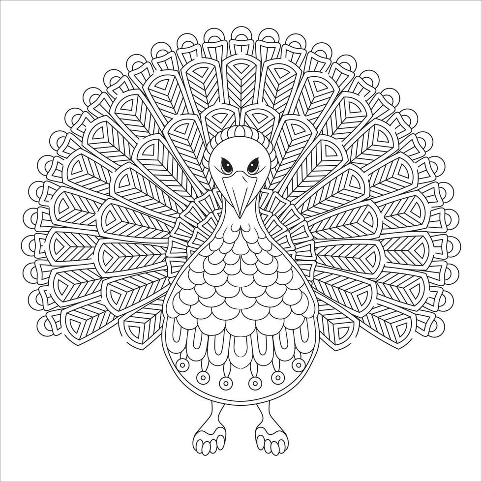 Turkey Mandala coloring page for Adult vector