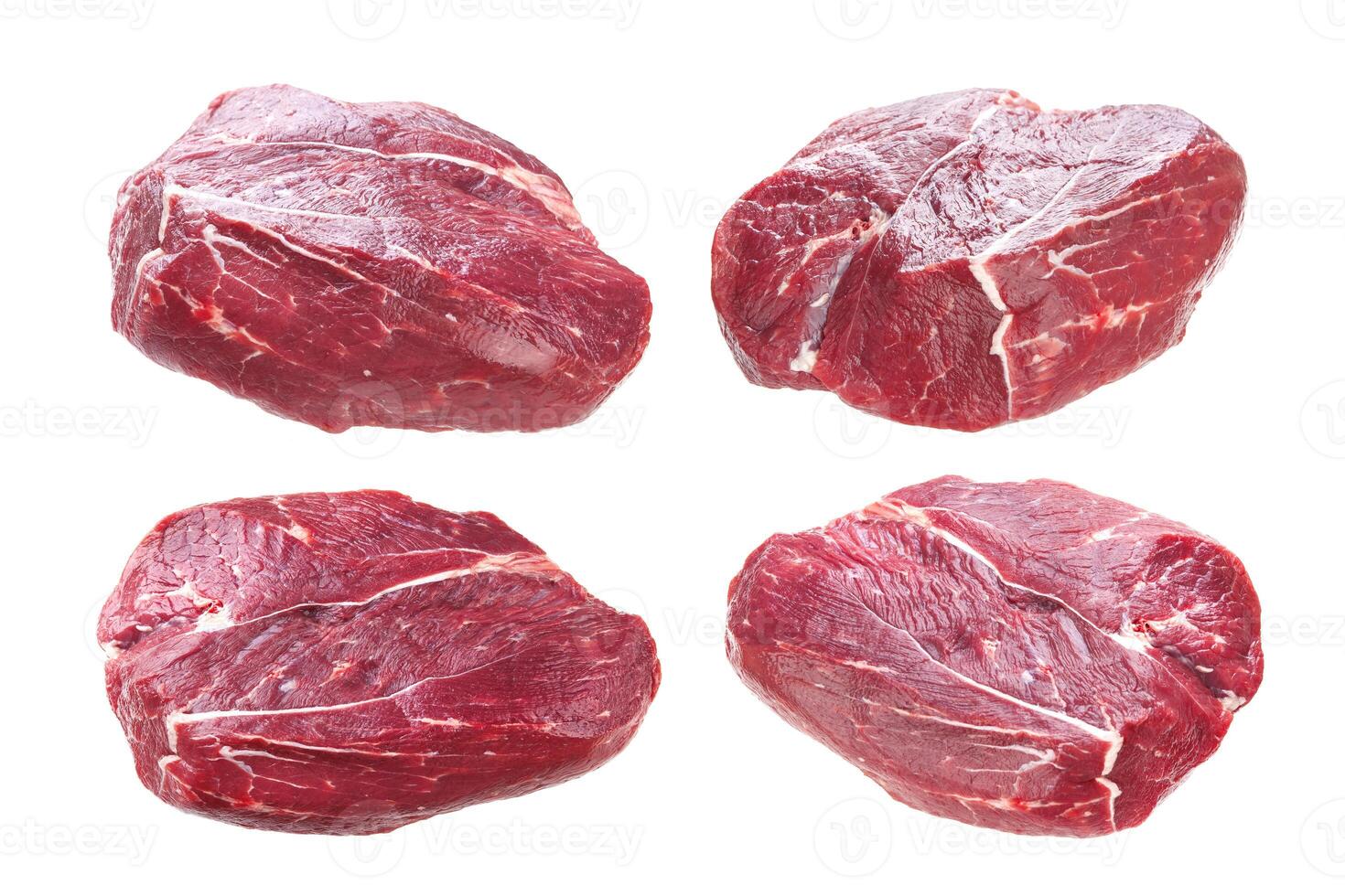Fresh piece of raw beef isolated on white background. photo