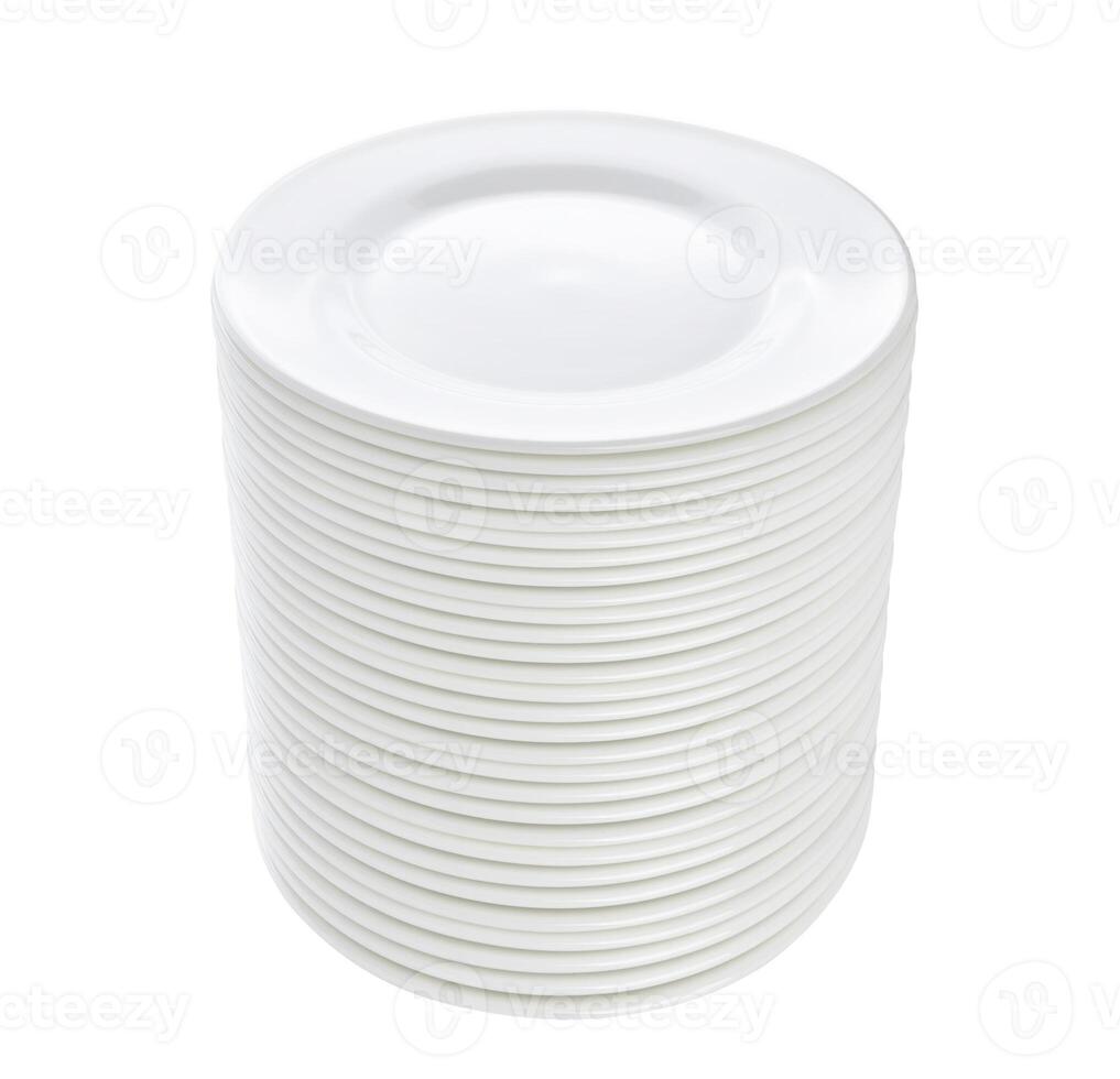 Stack of plates isolated on white background photo