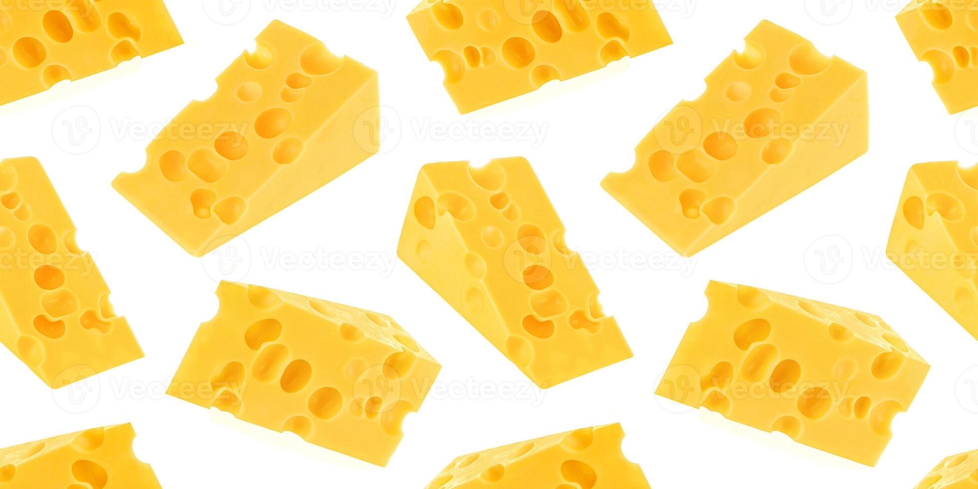 Cheese seamless pattern isolated on white background photo